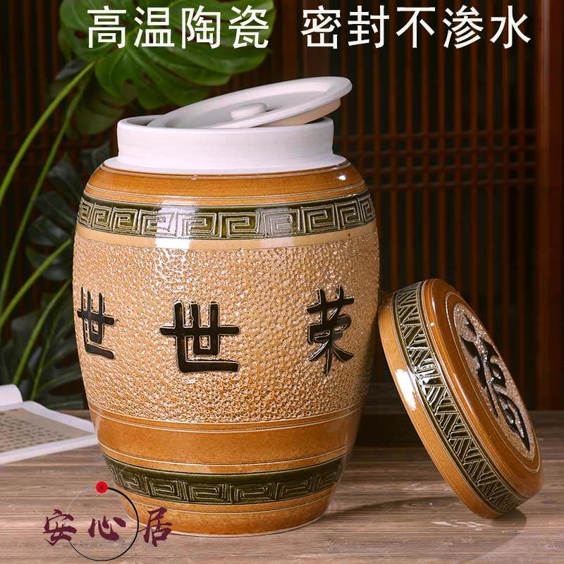 景德镇陶瓷骨灰坛大号双盖迁坟捡骨罐子男女款金坛棺材骨灰盒防潮