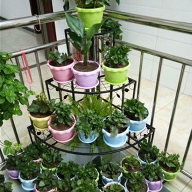 铁艺欧式组装阳台转角阶梯落地式墙角多层四层花盆架客厅三角花架