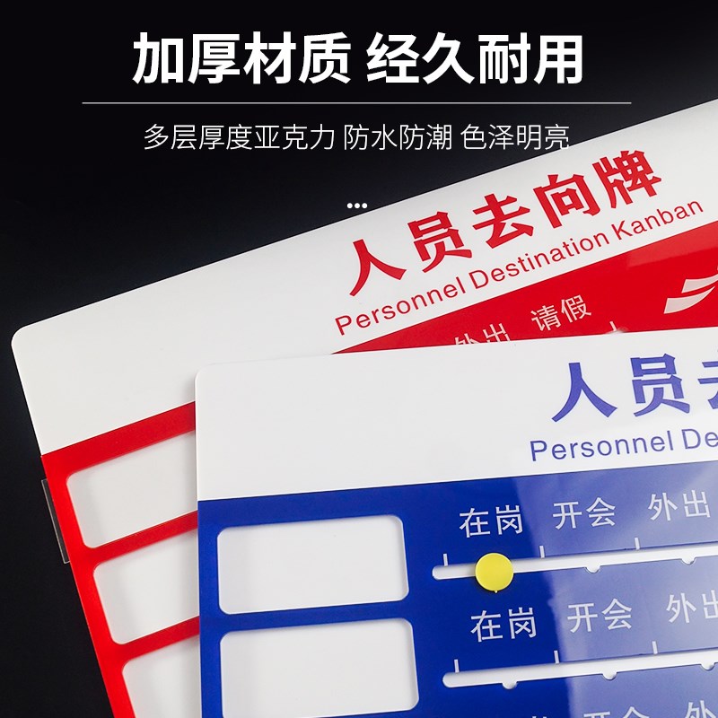 亚克力人员去向牌楼层科室牌人防办公告知牌员工岗位门牌去向板标
