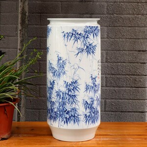 景德镇陶瓷花瓶青花瓷书画筒画轴缸电视柜居家摆件涂玉平大师手绘