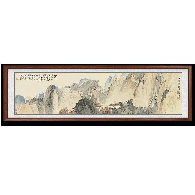 山水画国画客厅沙发背景装饰画新中式墙壁画书房办公室挂画靠山图
