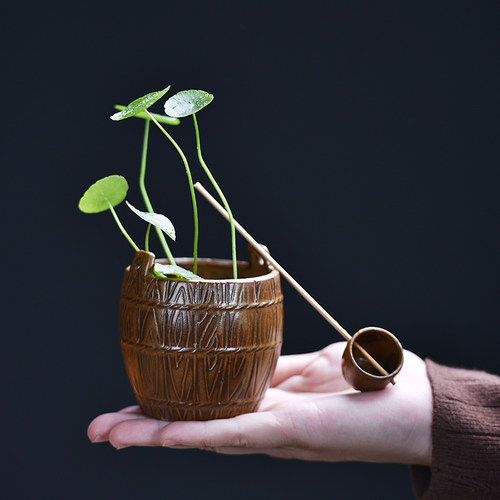 复古陶瓷禅意小花器小摆件家居茶室茶道花瓶水培插花茶桌茶桌装饰
