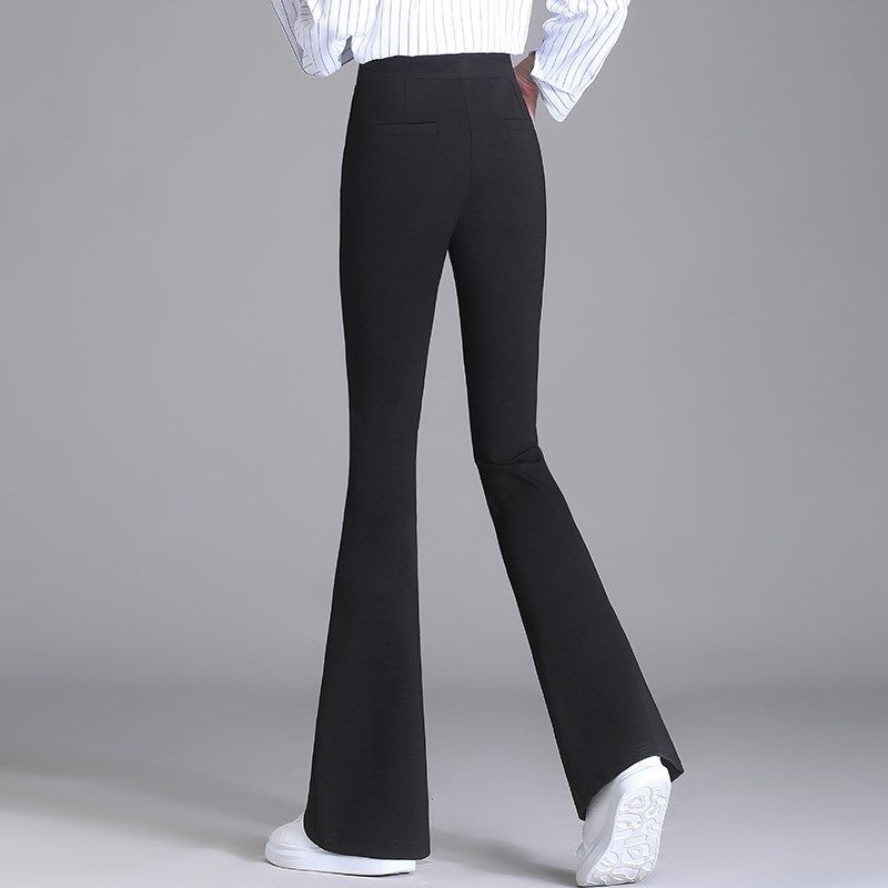 155小个子微喇叭拉链垂坠感长裤女秋季修身高腰直筒垂感西裤九分