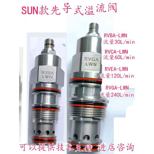 SUN款RVBA RVCA RVEA RVGA 先导式透气型溢流阀马达油泵船用液压