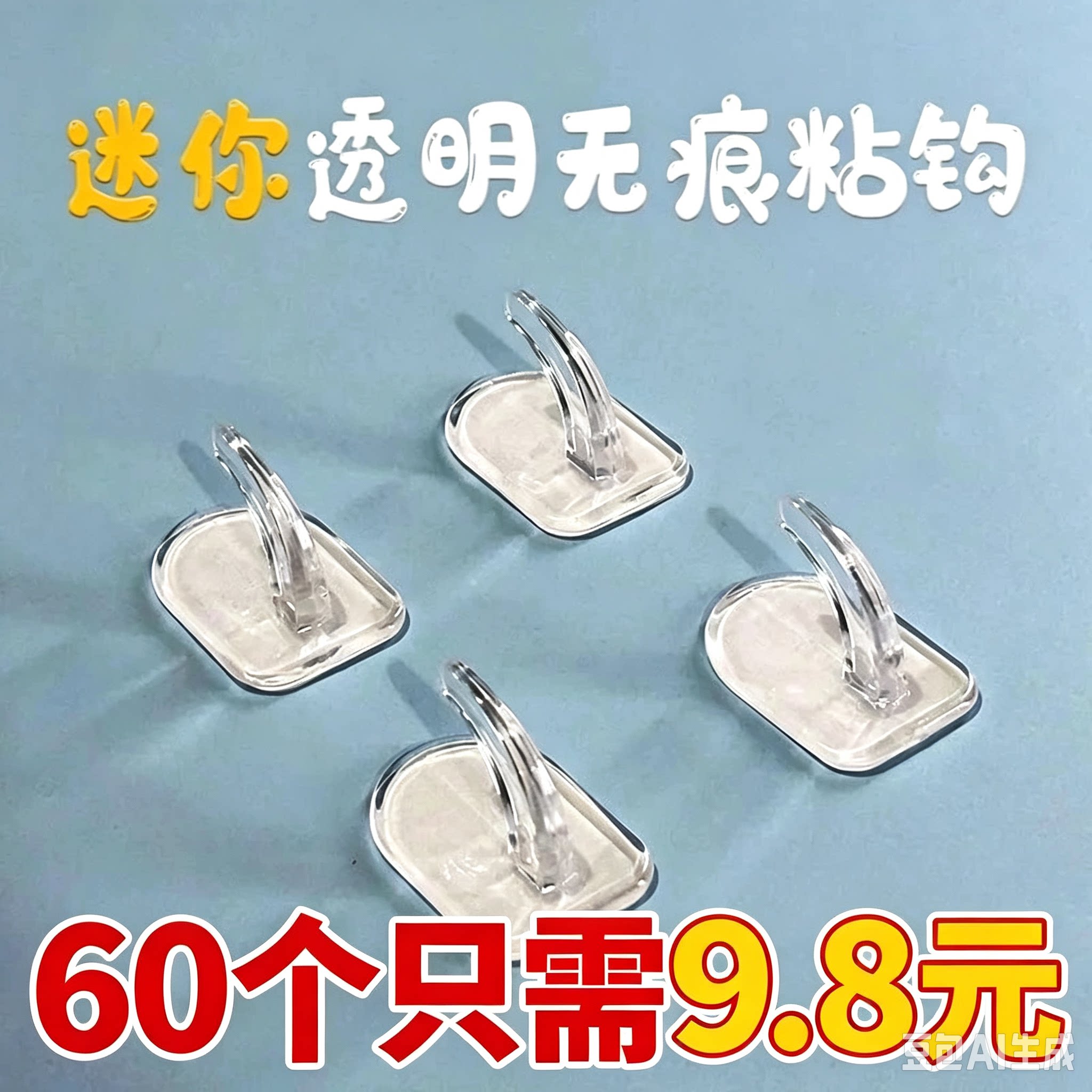 迷你透明无痕粘钩免打孔强力粘贴小挂钩家用墙面钥匙钩子宿舍浴室