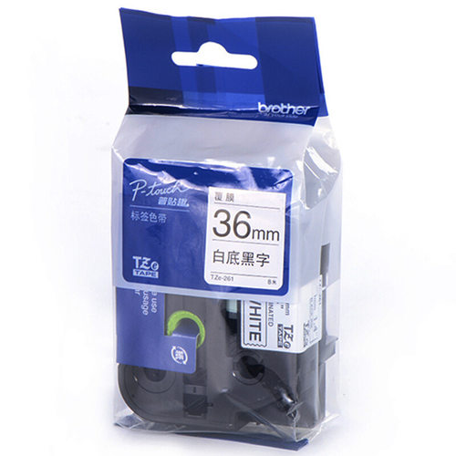 兄弟TZe-261 白底黑字36mm标签机色带 适用PT3600/9700PC/9800PCN