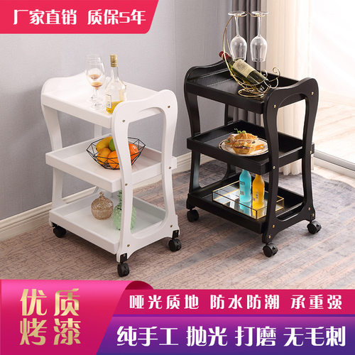 美容院压缩实木移动工具车