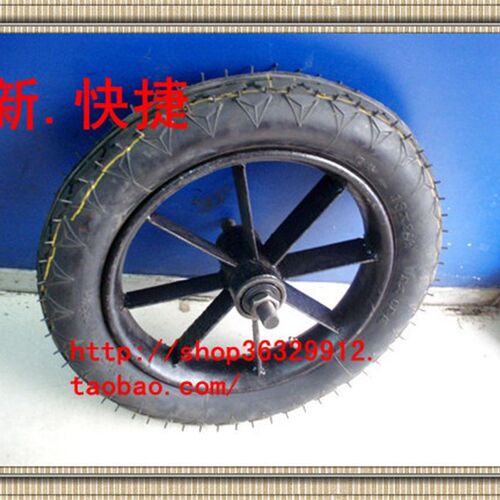 13寸充气加重铁板老虎车轮/工矿轮子/独轮车轮力车轮车胎下脚