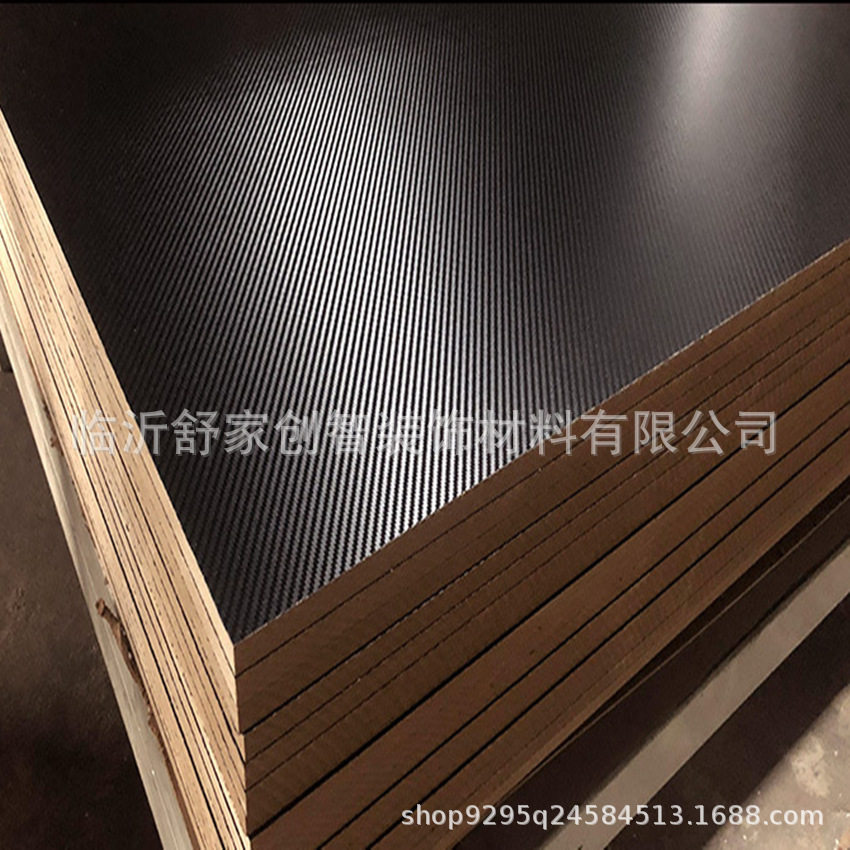 刨花板MDF中高密度板E1级中纤板黑色贴面碳纤纹台面电竞桌面板图片