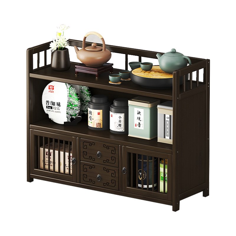 桌面博古架实木新中式功夫茶杯收纳置物架子紫砂壶茶具茶叶展示架