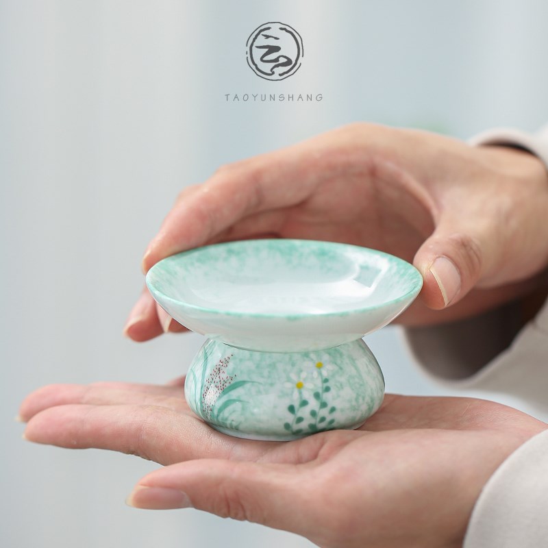 陶云尚 手绘蒹葭茶漏茶滤陶瓷家用过滤器茶隔茶叶过滤网茶具配件