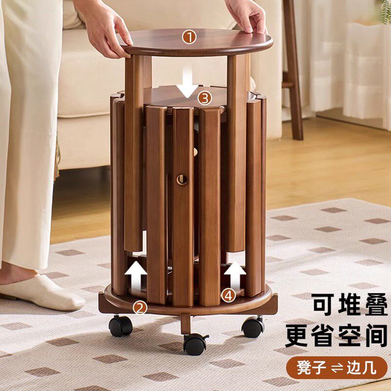 楠竹叠叠乐凳子可叠放圆凳家用餐桌凳网红茶几边几凳收纳矮凳备用