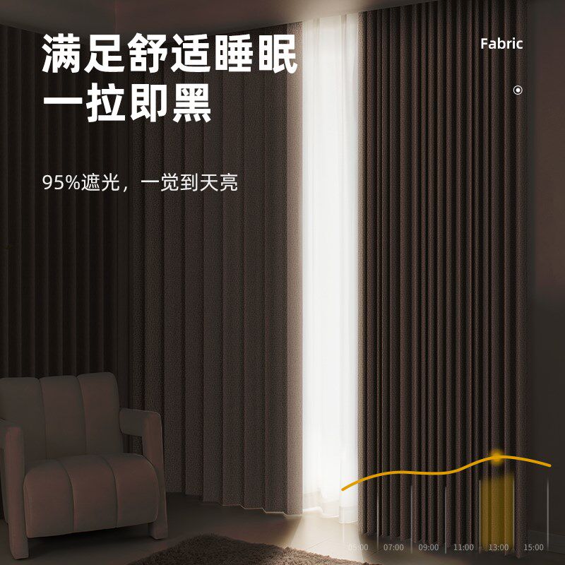 折叠窗帘2024年新款卧室客厅飘窗全遮光防晒隔热遮阳帘免打孔安装