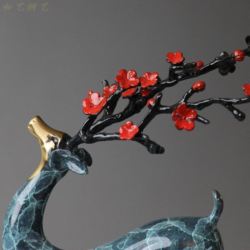 黄铜鹿台灯触碰式开关高档梅花鹿饰品摆件电视柜玄关工艺品