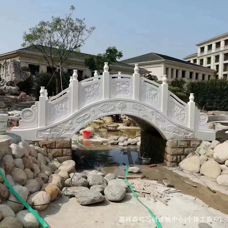石雕石栏杆庭院别墅酒店造景石桥园林景区石拱桥中式小石桥批发图片