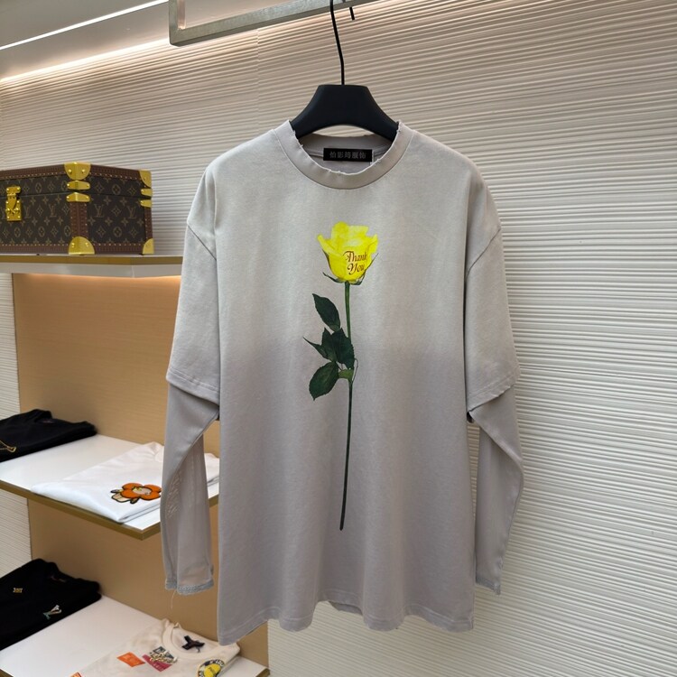 AC正确版花卉印花渐变长袖T恤女
