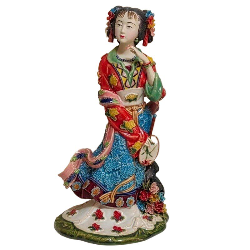 石湾公仔陶瓷红楼梦仕女手工摆件家居装饰十二金钗贾巧姐人物摆件