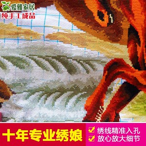 已绣好的八骏图十字绣成品纯手工马到成功出售客厅2021新款绣棉布
