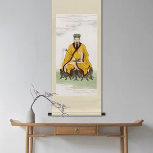 工笔神仙人物画黄大仙赤松仙子画像书房玄关中式画轴卷轴画框挂画
