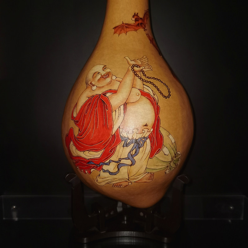 坐忘堂 天然葫芦手工 弥勒 非遗烙画转印 客厅电视柜玄关摆件装饰