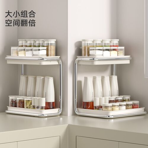 厨房调料架双层置物架家用台面调味品架多功能盐调味罐油壶收纳架