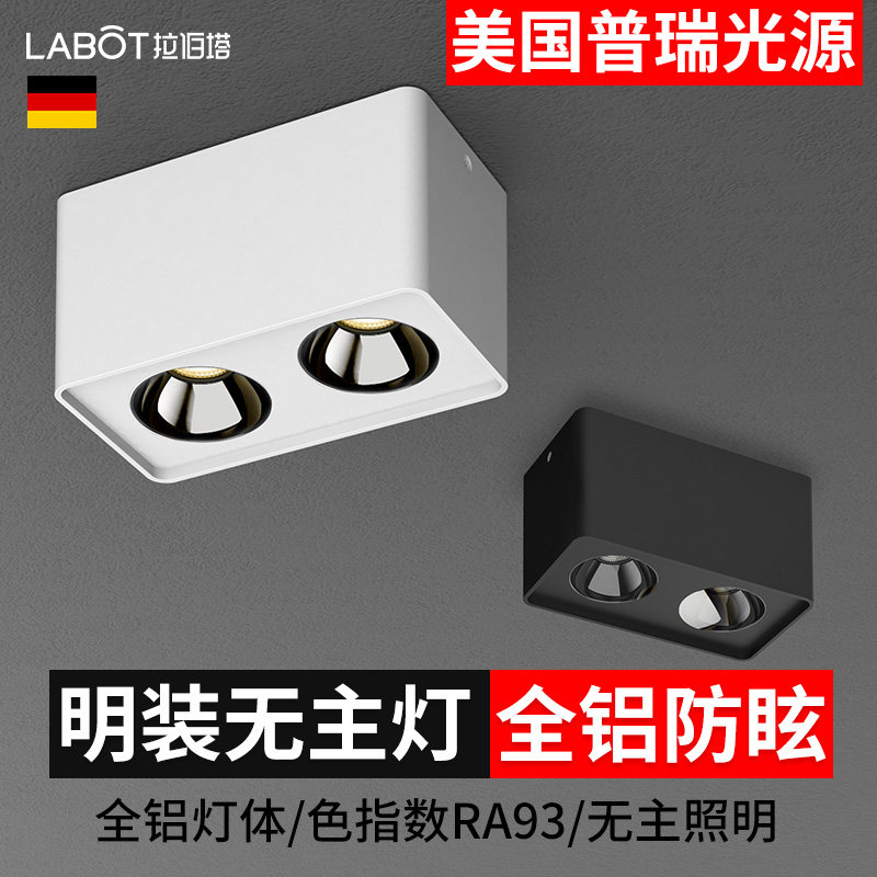 极简明装射灯深防眩光斗胆灯无主灯照明客厅防眩目筒灯双头吸顶式