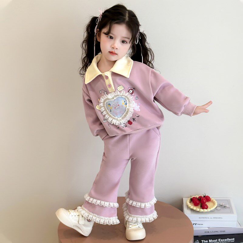 女宝宝春季卫衣套装2025新款女童时髦洋气全棉衣服儿童春装两件套