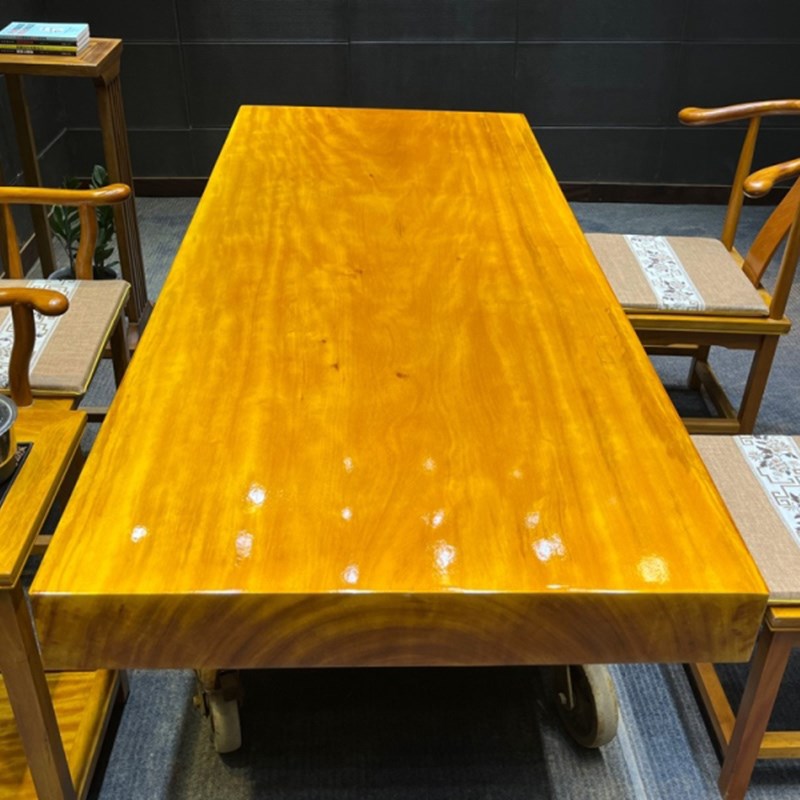 非洲黄花梨实木大板茶桌整块原木餐桌实木书茶台办公桌 210-84-12