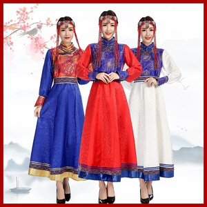 女士蒙古族礼仪舞台表演演出服大裙摆蒙古服装舞蹈裙蒙古袍包邮