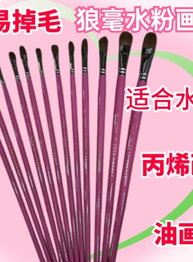 名师推荐顺12支装紫色美术高考专用套装水彩水粉丙烯颜料狼毫画笔