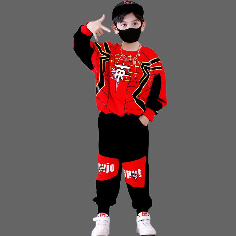 蜘蛛侠童装男童春装套装2024新款新年衣服红色卫衣儿童纯棉两件套