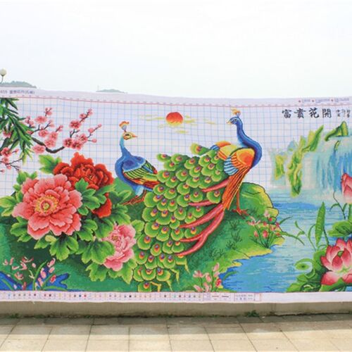 绣好的纯手工十字绣富贵花开孔雀旭日东升机绣成品新款客厅大幅