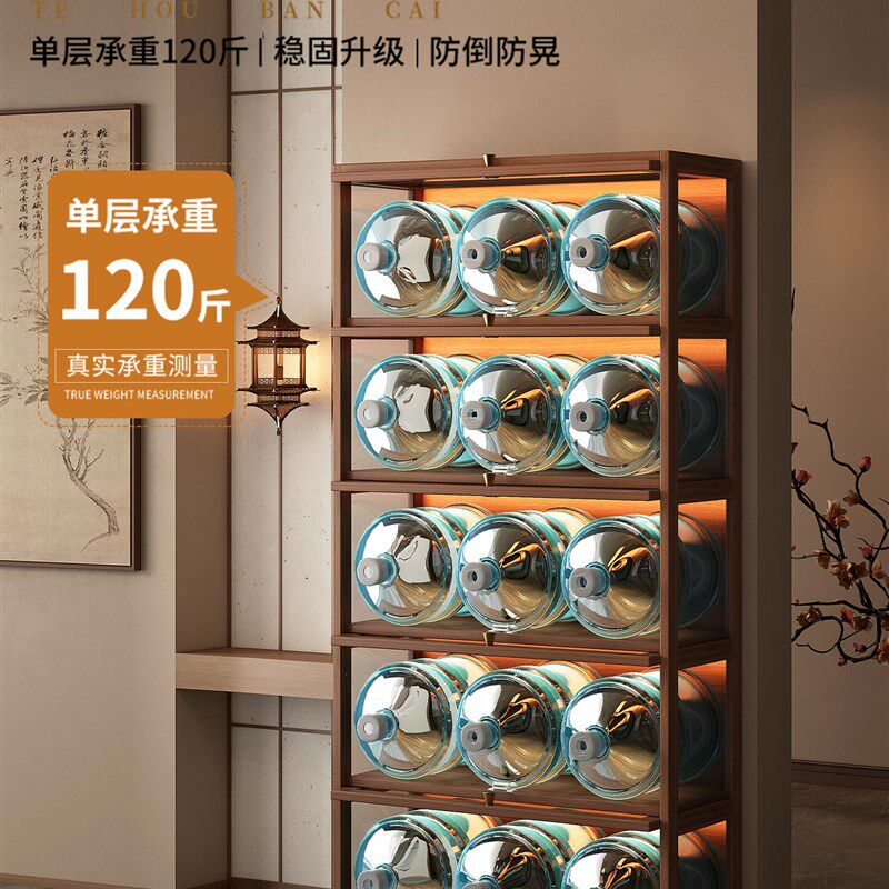 实木茶柜置物架家用博古架带门防尘客厅茶叶茶具收纳紫砂壶摆放架