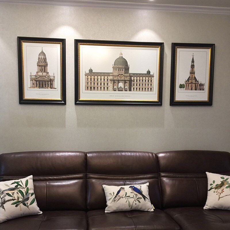 简美欧式建筑装饰画美式壁画教堂柏林城堡客厅沙发背景画玄关墙画