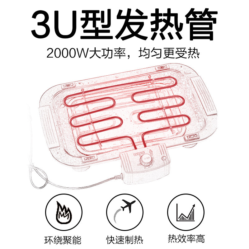 电烤盘电烧烤炉家用无烟烧烤串小型烤肉串室内烤肉机韩式电烧烤架