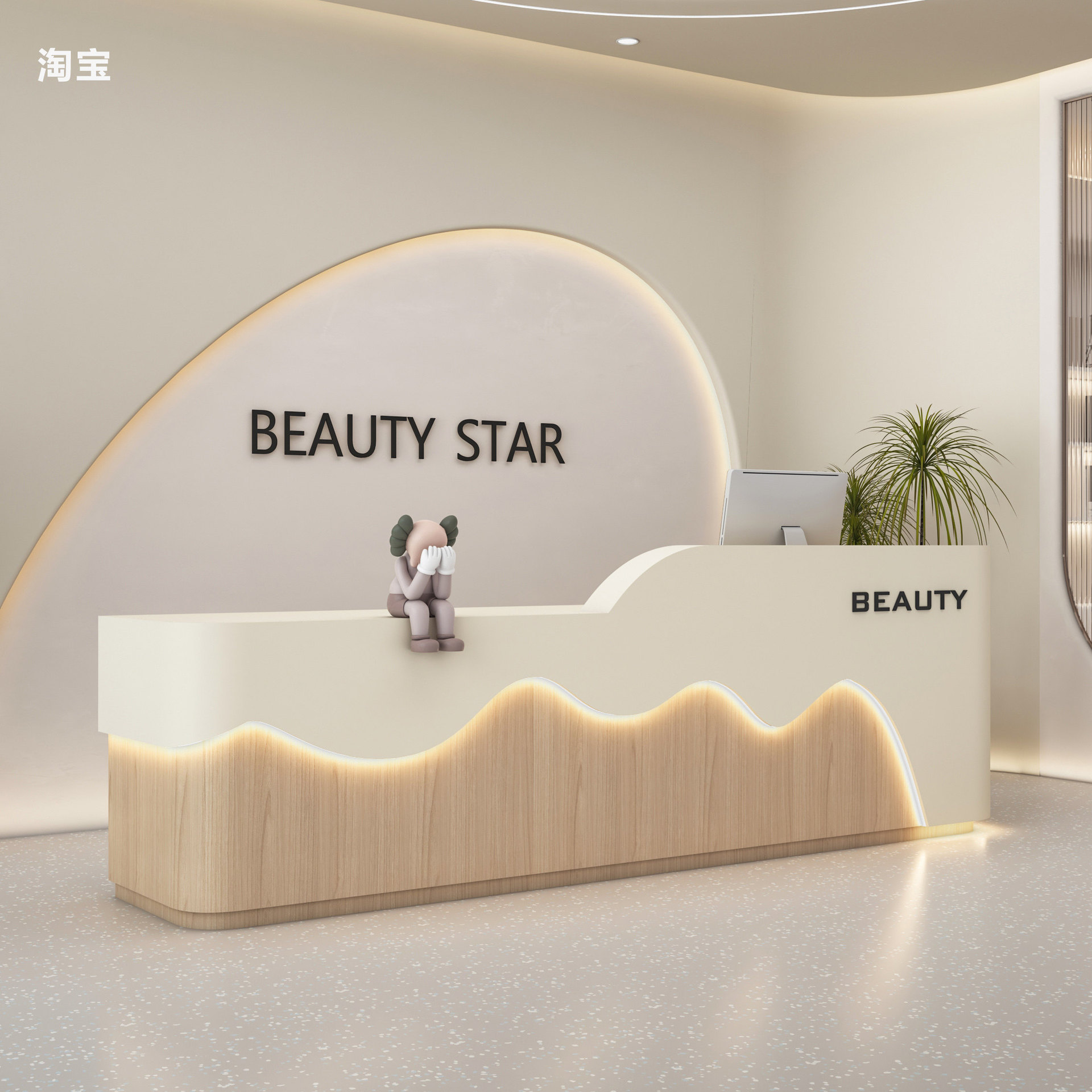 美容院收银台服装店2026新款吧台理发店培训机构前台接待台图片