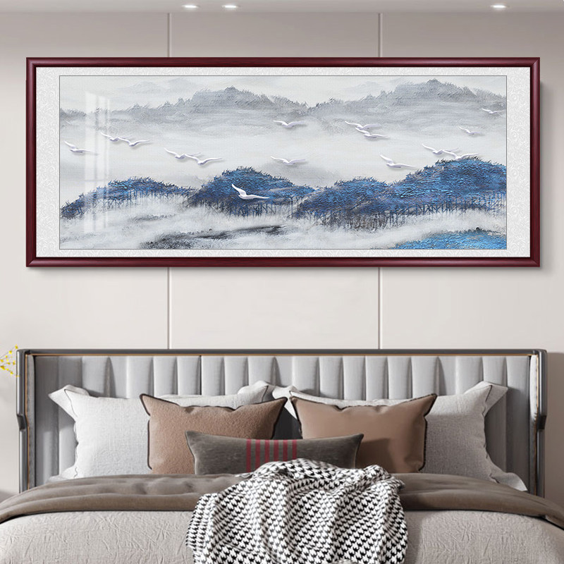 抽象山水画国画新中式客厅装饰画办公室挂画水墨壁画沙发背景墙画