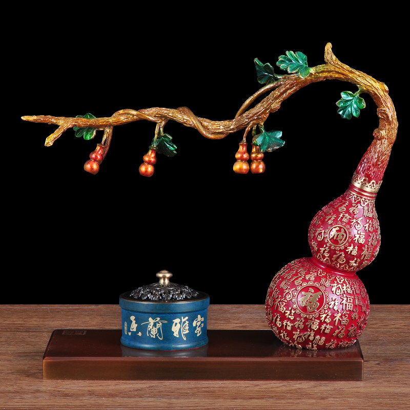 彩铜百福葫芦摆件香薰炉吉祥福禄家居客厅玄关装饰品乔迁新居礼品