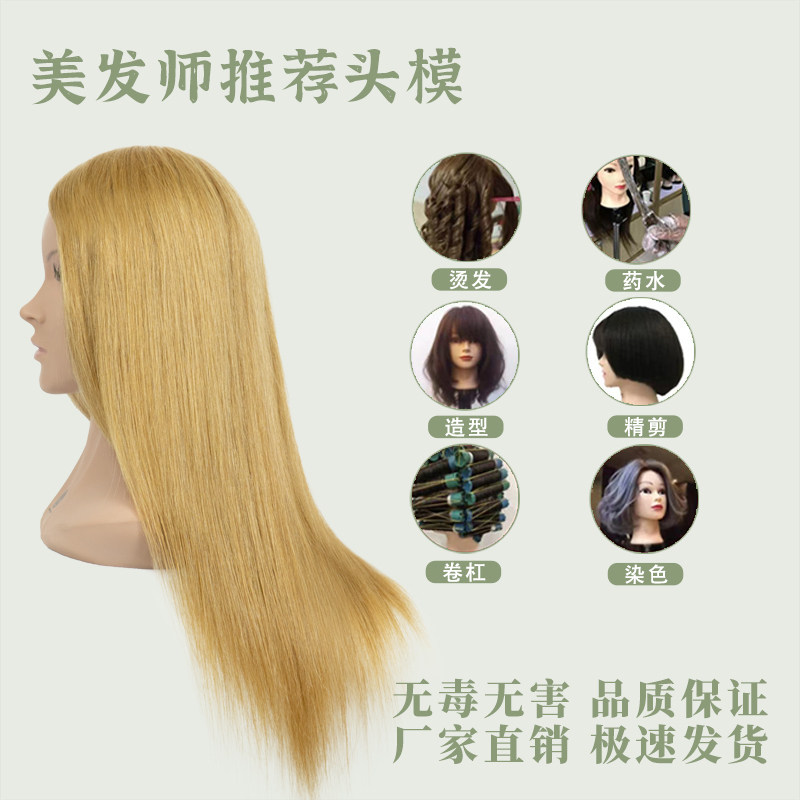 全真人发头模美发假人头模型真人发可染可烫编发公仔模特头