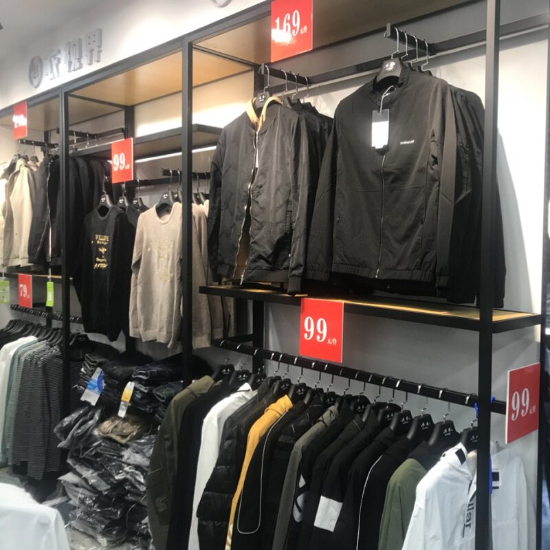 服装店货架落地靠墙展示架正侧挂双层衣架男装女装店陈列组合高架
