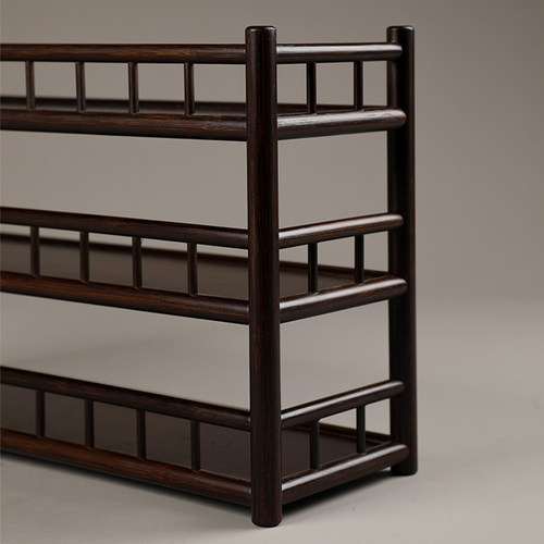 复古三层茶杯架竹制茶棚茶具茶壶收纳展示架多宝格博古架竹茶架子