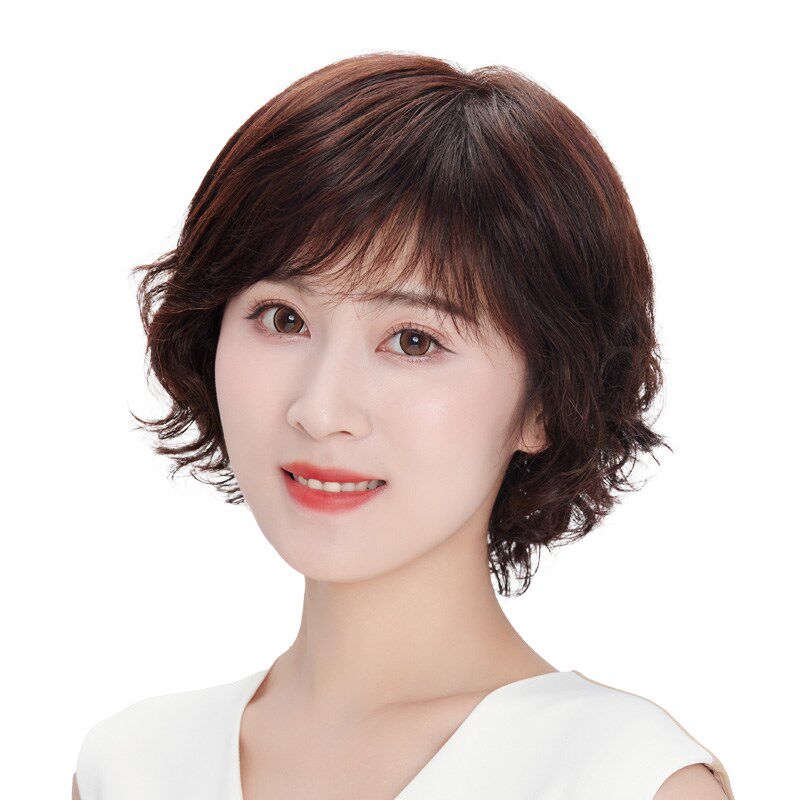 假发女短发真发全真人发妈妈中老年全头套女士中长款卷发自然头套