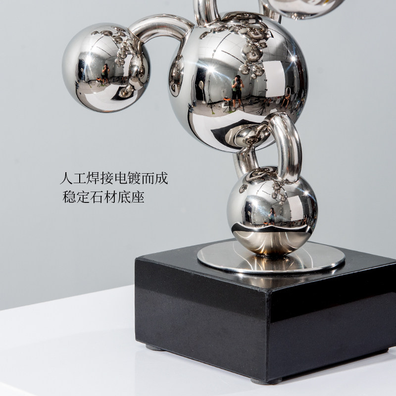 由居创意不锈钢金属球艺术品雕塑样板间售楼处客厅玄关设计师摆件