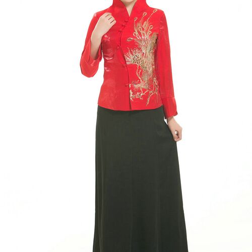 2023秋冬季长袖迎宾礼服礼仪司仪长款酒店服装小姐敬酒结婚女旗袍