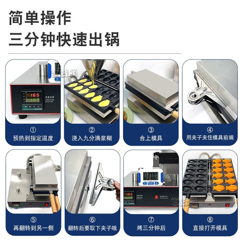 誉蜂巢鲷鱼烧机商用摆摊小吃设备电热烤饼机器烘焙糕点小鱼烧模具