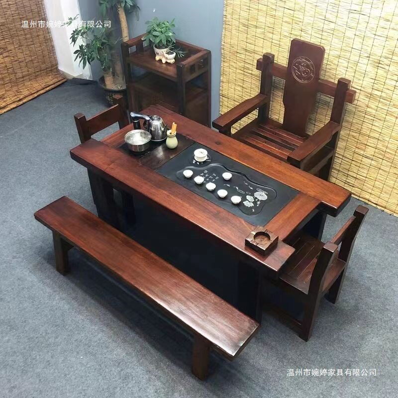 老船木款式茶桌椅组合实木功夫小茶几中式茶台茶茶桌办公家具套装