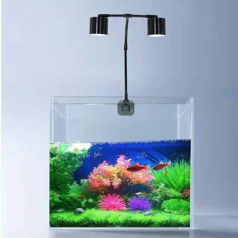 包邮LED中型鱼缸射灯植物造景水草灯陆缸双头照明灯水族灯支架灯