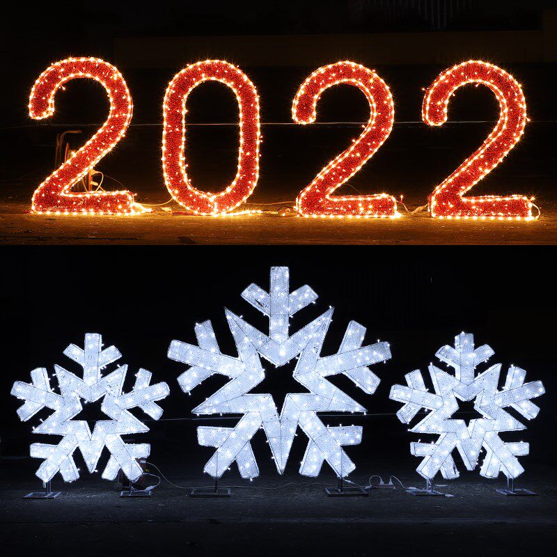 2024圣诞节场景装饰品圣诞铁艺老人雪人雪花造型摆件酒店橱窗布置