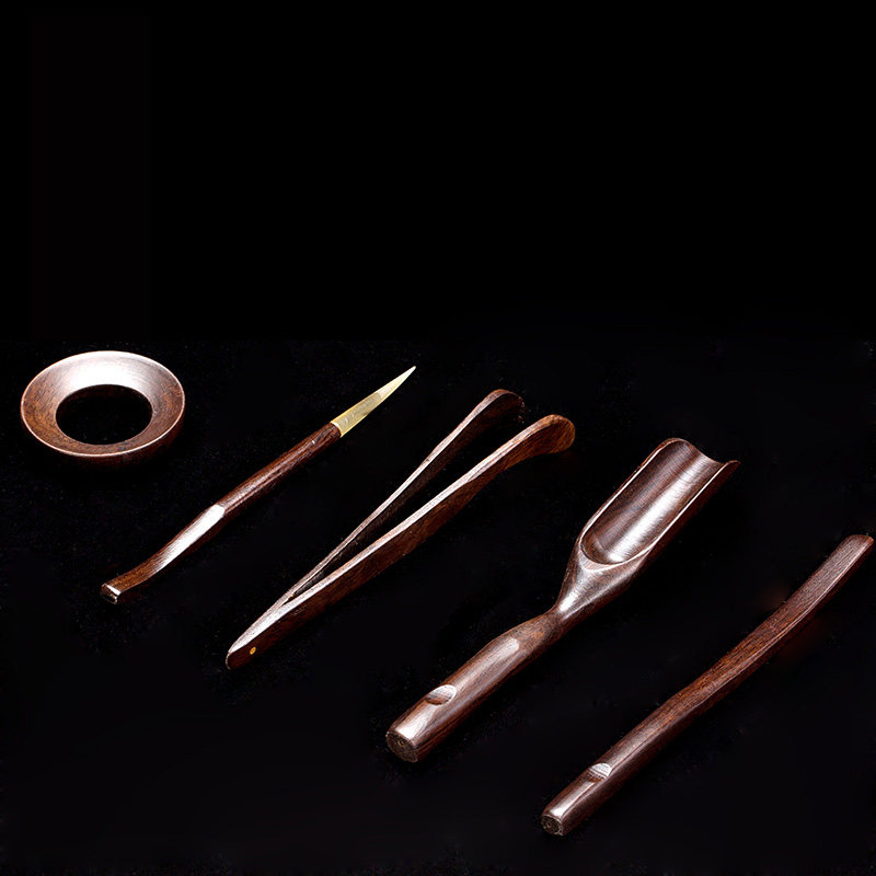 茶道六君子功夫茶具配件整套装实木茶匙茶勺竹制茶铲茶则茶叶勺子