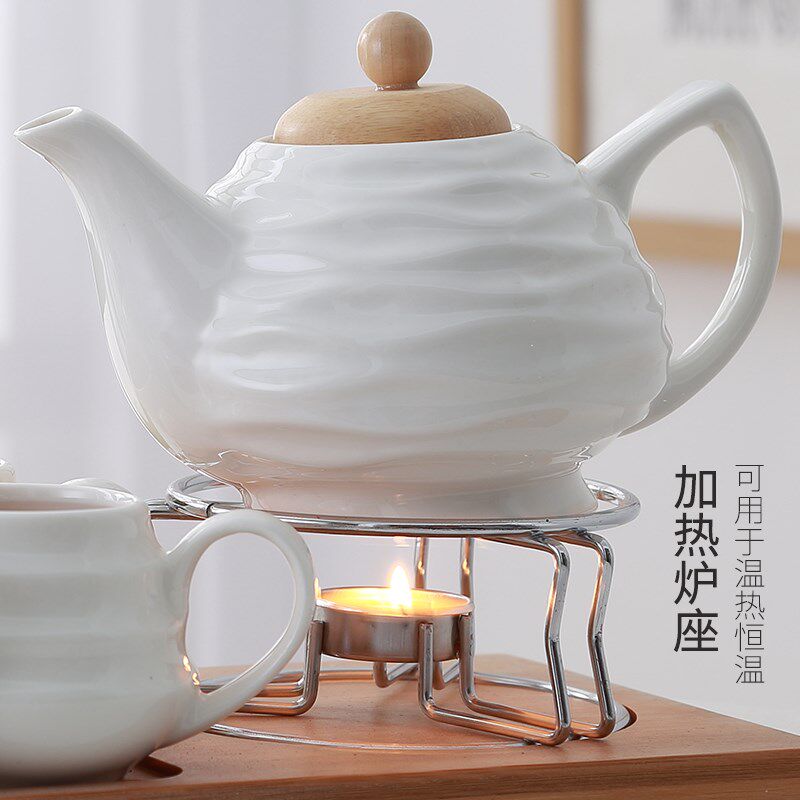 创意陶瓷花草茶具简约韩式家用茶壶茶杯托盘套装可加热送小蜡烛